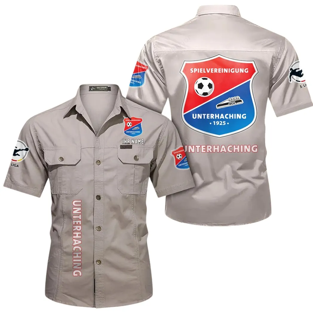 SpVgg Unterhaching Hemd mit kurzen Ärmeln, All-Over-Print Kurzarmhemd BDE11052625273 - Beige