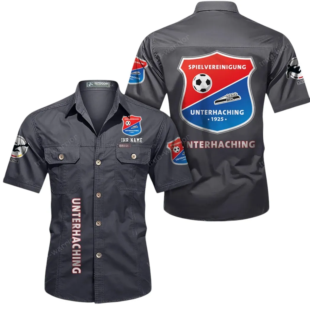 SpVgg Unterhaching Hemd mit kurzen Ärmeln, All-Over-Print Kurzarmhemd BDE11052625273 - Grau