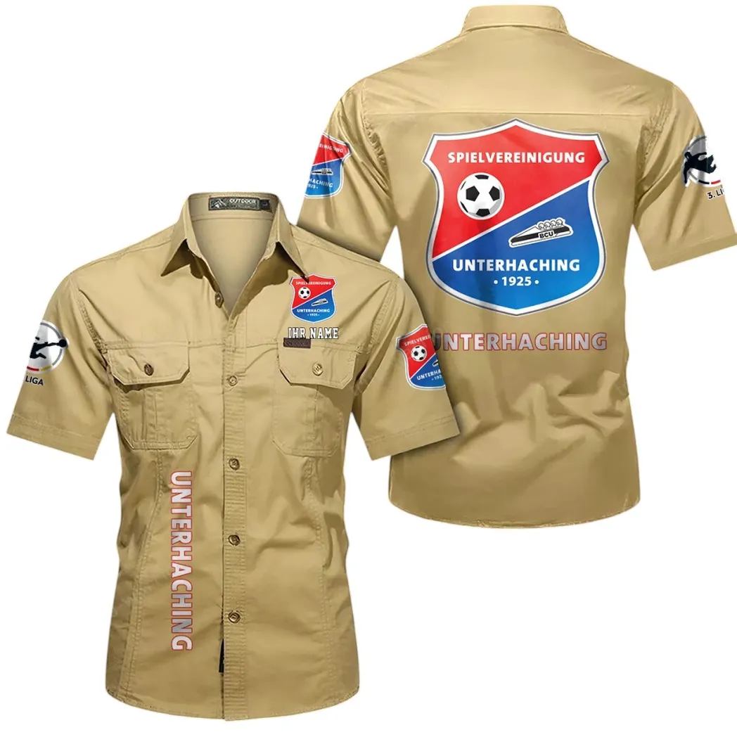 SpVgg Unterhaching Hemd mit kurzen Ärmeln, All-Over-Print Kurzarmhemd BDE11052625273 - Khaki