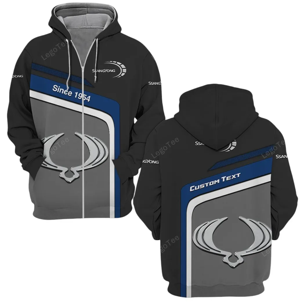 SsangYong Motor Hoodie mit reißverschluss, Allover-Druck Hoodie SsangYong Motor Fan CAR11103032570