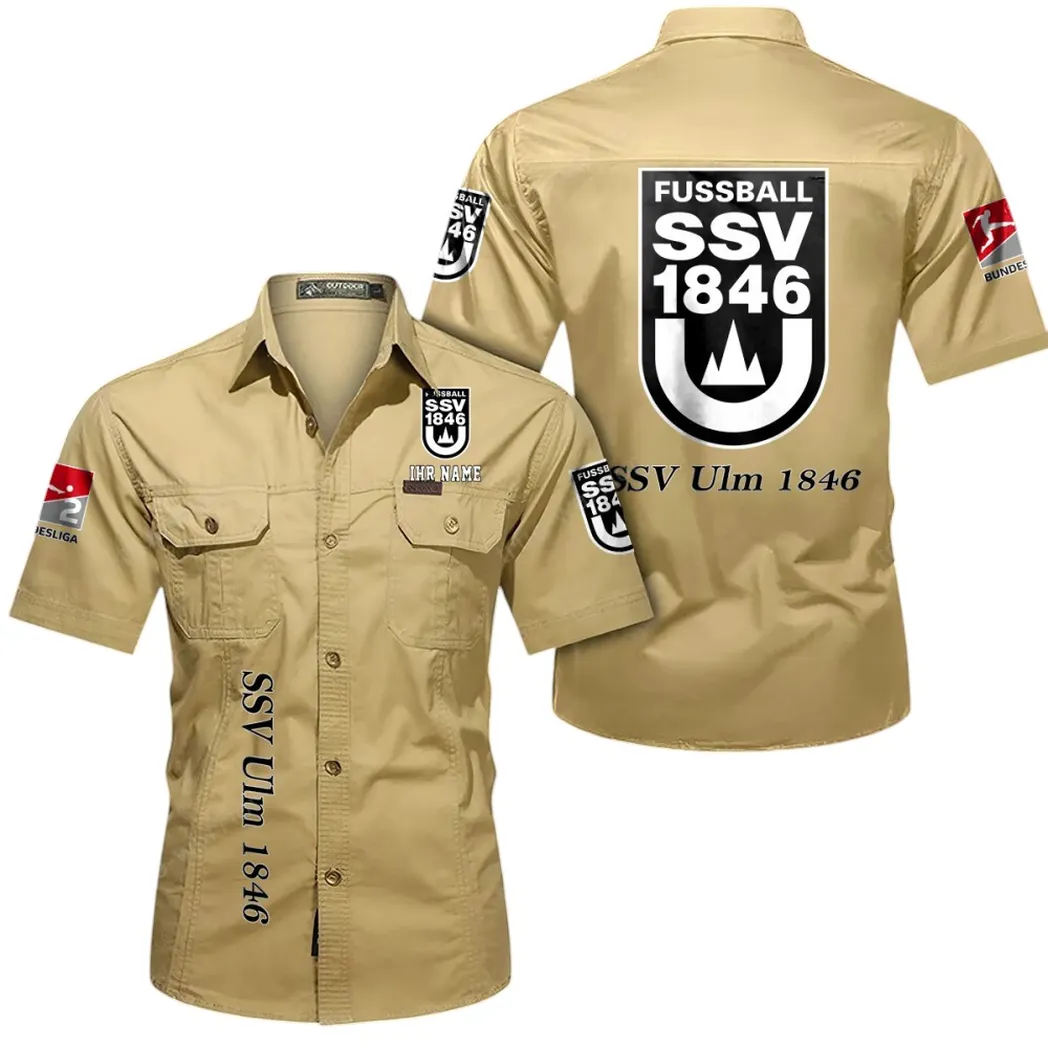 SSV Ulm 1846 Hemd mit kurzen Ärmeln, All-Over-Print Kurzarmhemd BDE11052625251 - Khaki