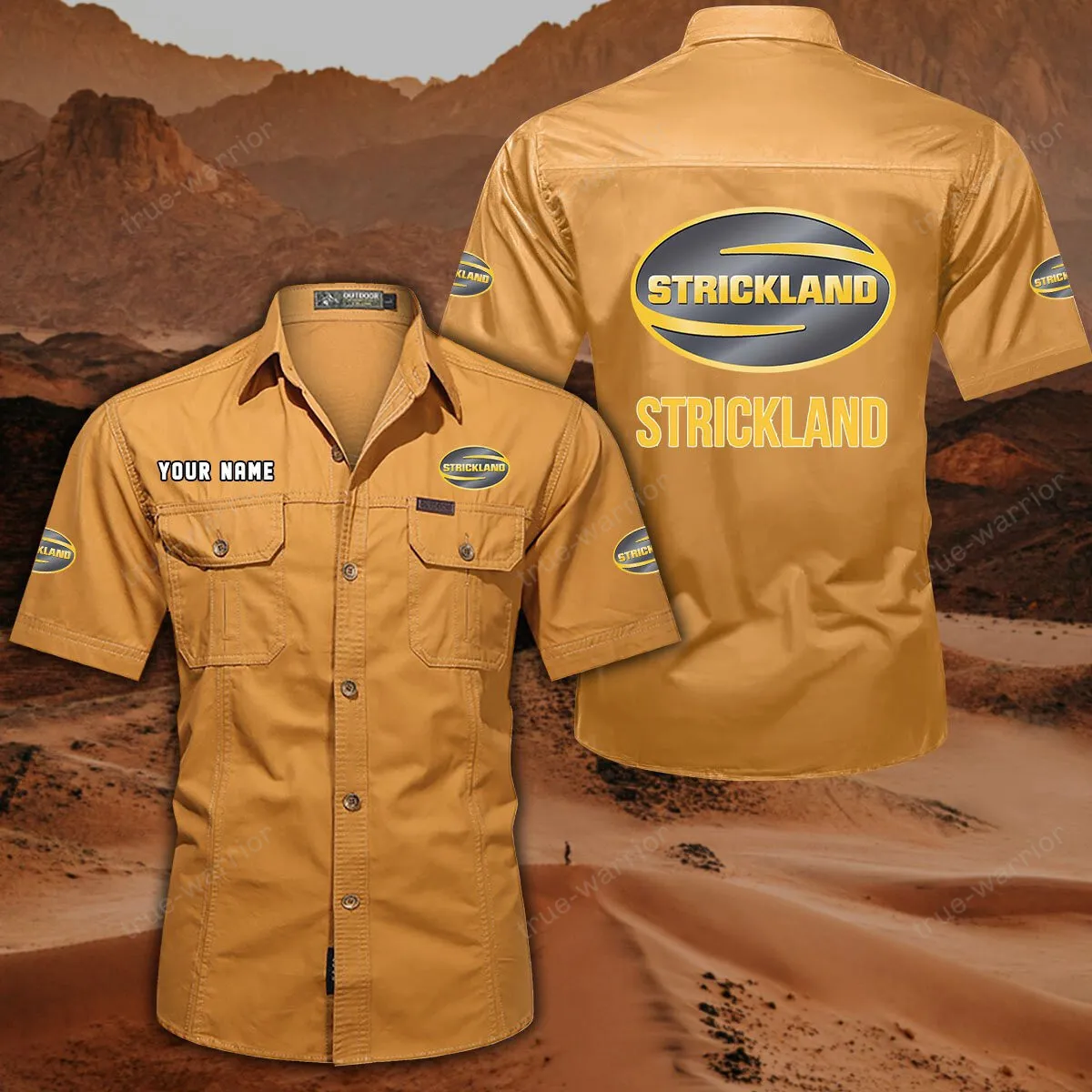 Strickland Hemd mit kurzen Ärmeln, All-Over-Print Kurzarmhemd CAR444052625939 - Gelb-Orange