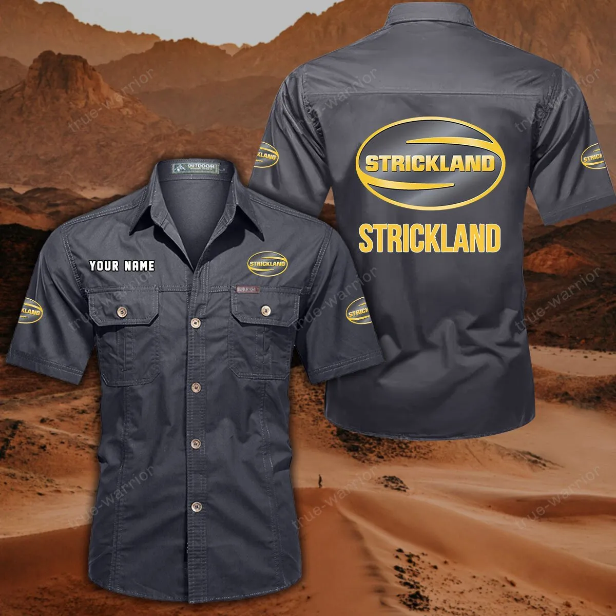 Strickland Hemd mit kurzen Ärmeln, All-Over-Print Kurzarmhemd CAR444052625939 - Grau