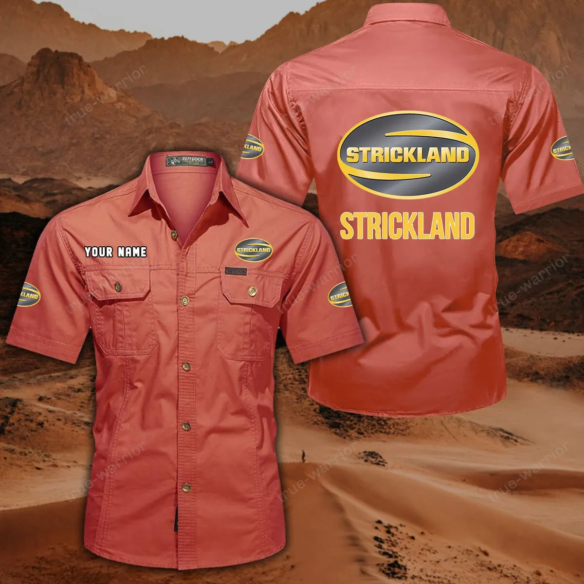 Strickland Hemd mit kurzen Ärmeln, All-Over-Print Kurzarmhemd CAR444052625939 - Rot