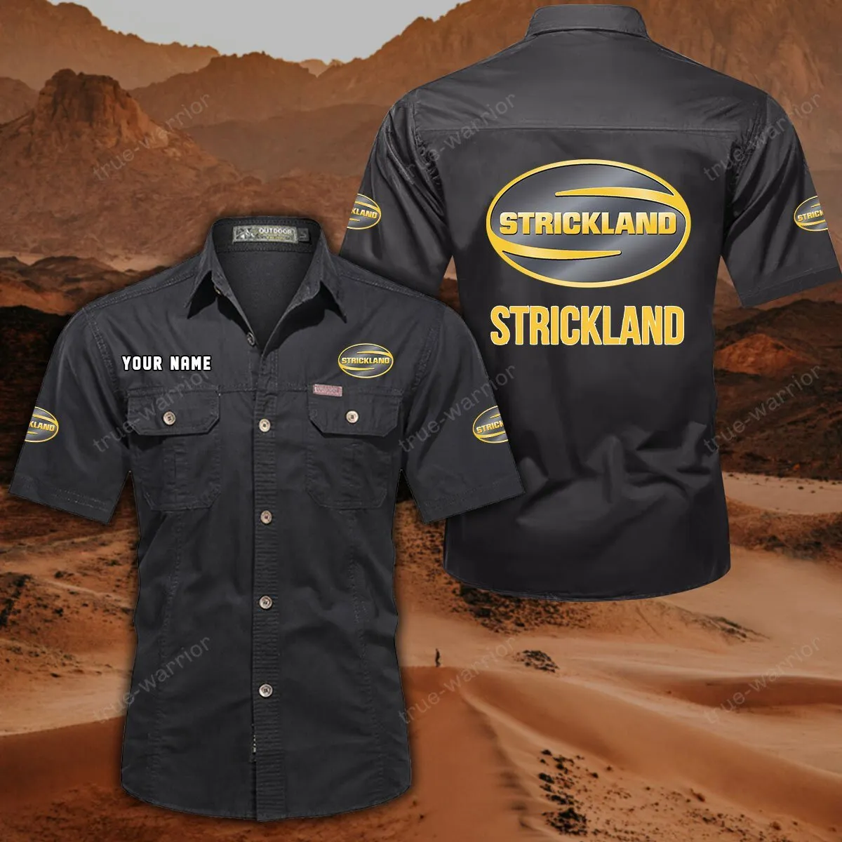 Strickland Hemd mit kurzen Ärmeln, All-Over-Print Kurzarmhemd CAR444052625939 - Schwarz