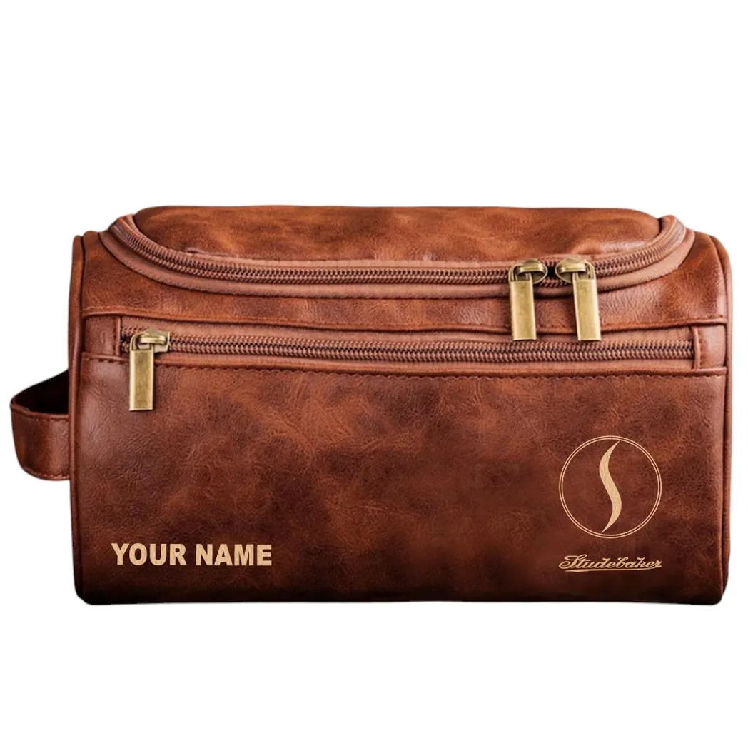 Studebaker Ledertasche, Personalisierte Kulturtasche - Rotbraun CAR44005072559