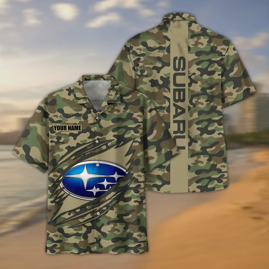 Subaru Hawaiihemd im Camouflage-Stil, Oversized CAR210040825745