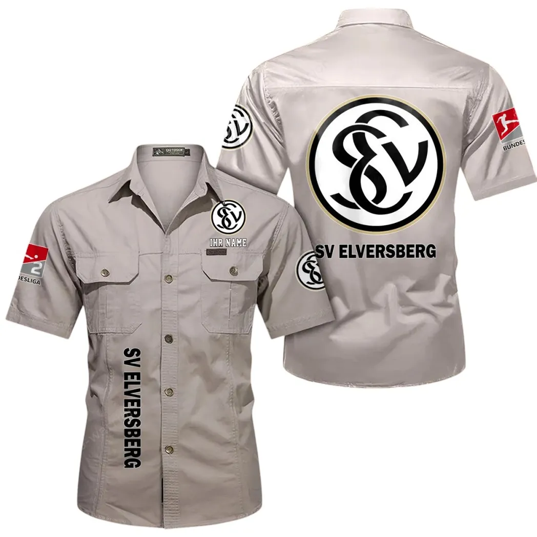 SV 07 Elversberg Hemd mit kurzen Ärmeln, All-Over-Print Kurzarmhemd BDE11052625258 - Beige