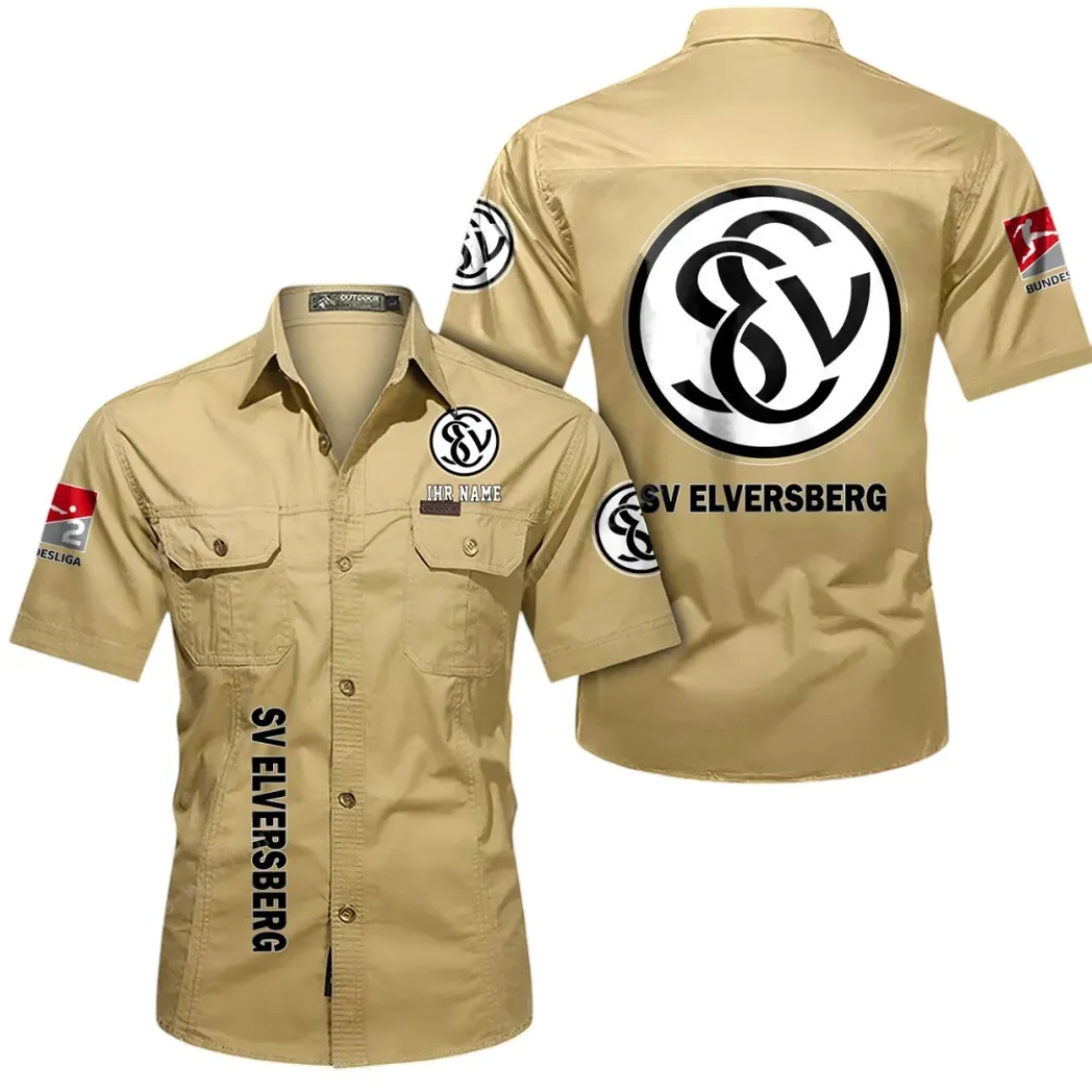SV 07 Elversberg Hemd mit kurzen Ärmeln, All-Over-Print Kurzarmhemd BDE11052625258 - Khaki