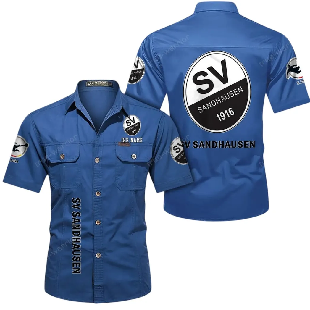 SV Sandhausen Hemd mit kurzen Ärmeln, All-Over-Print Kurzarmhemd BDE11052625238 - Cowboyblau