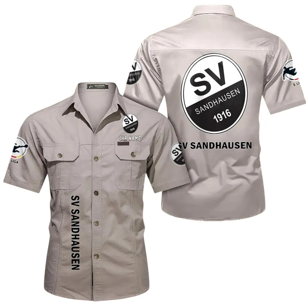SV Sandhausen Hemd mit kurzen Ärmeln, All-Over-Print Kurzarmhemd BDE11052625238 - Beige