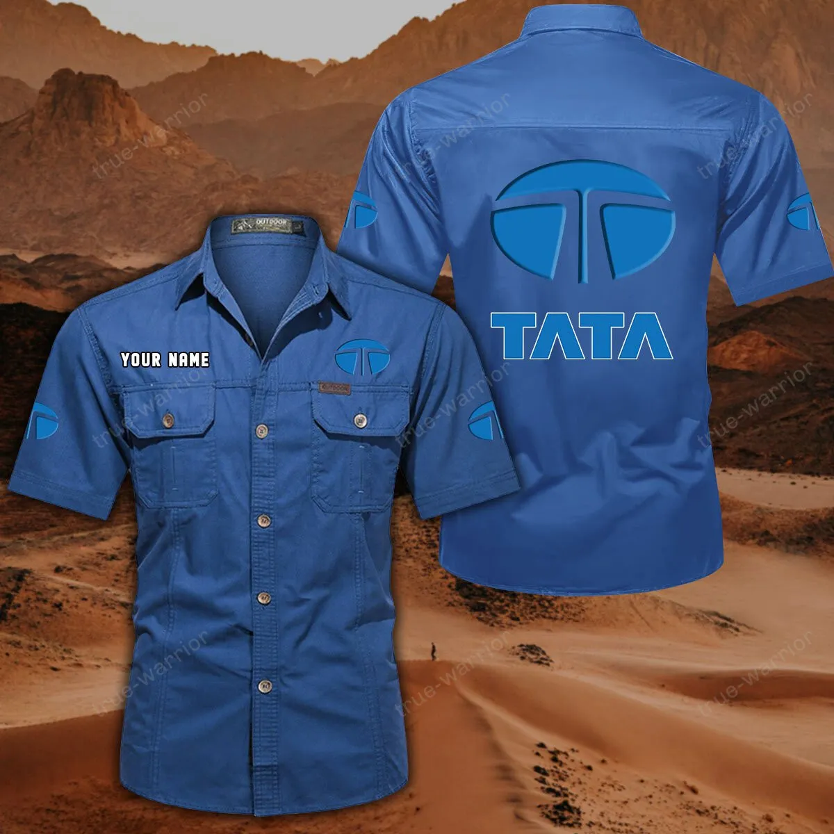tata hemd mit kurzen rmeln all over print kurzarmhemd car444052625927 cowboyblau ng9tt