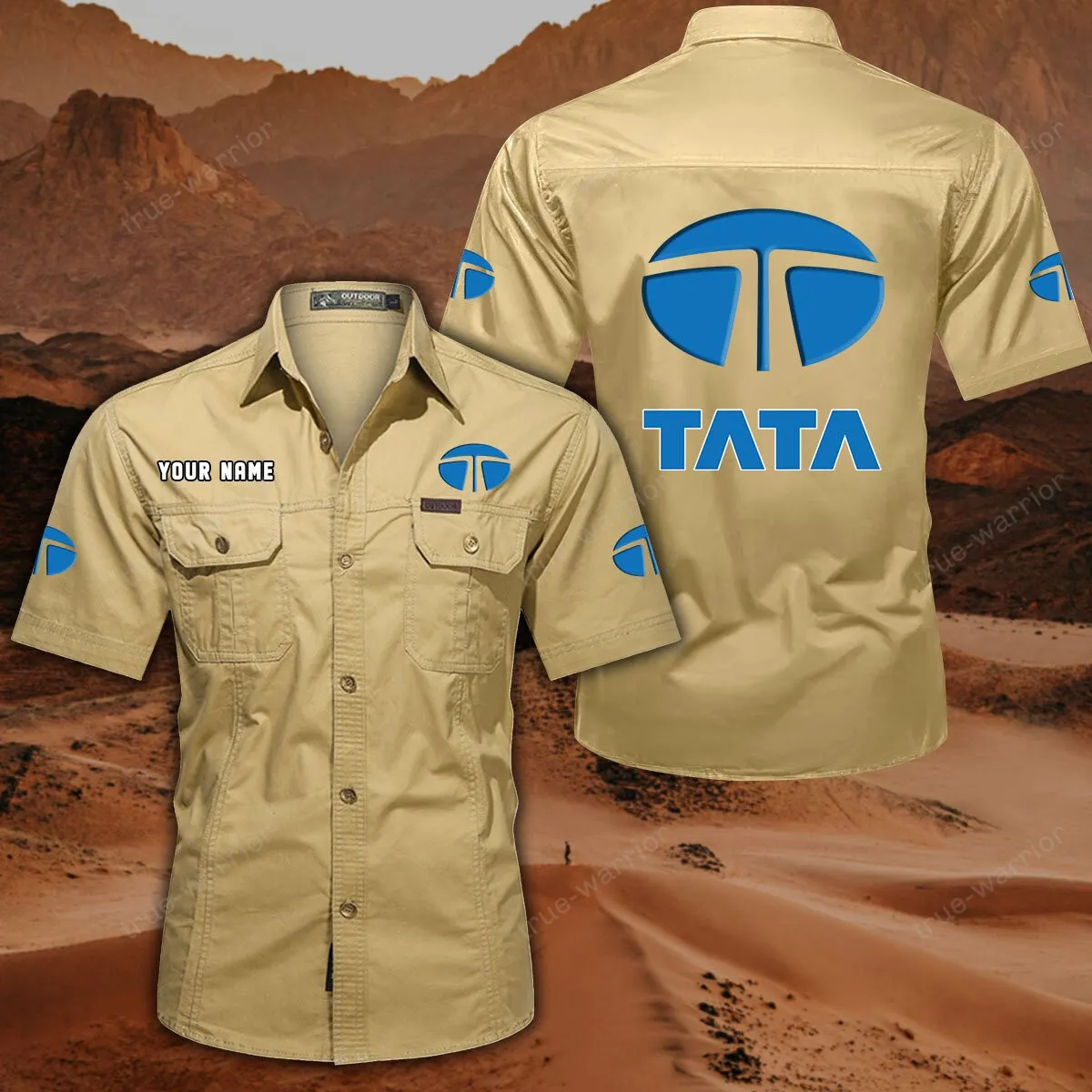 Tata Hemd mit kurzen Ärmeln, All-Over-Print Kurzarmhemd CAR444052625927 - Khaki