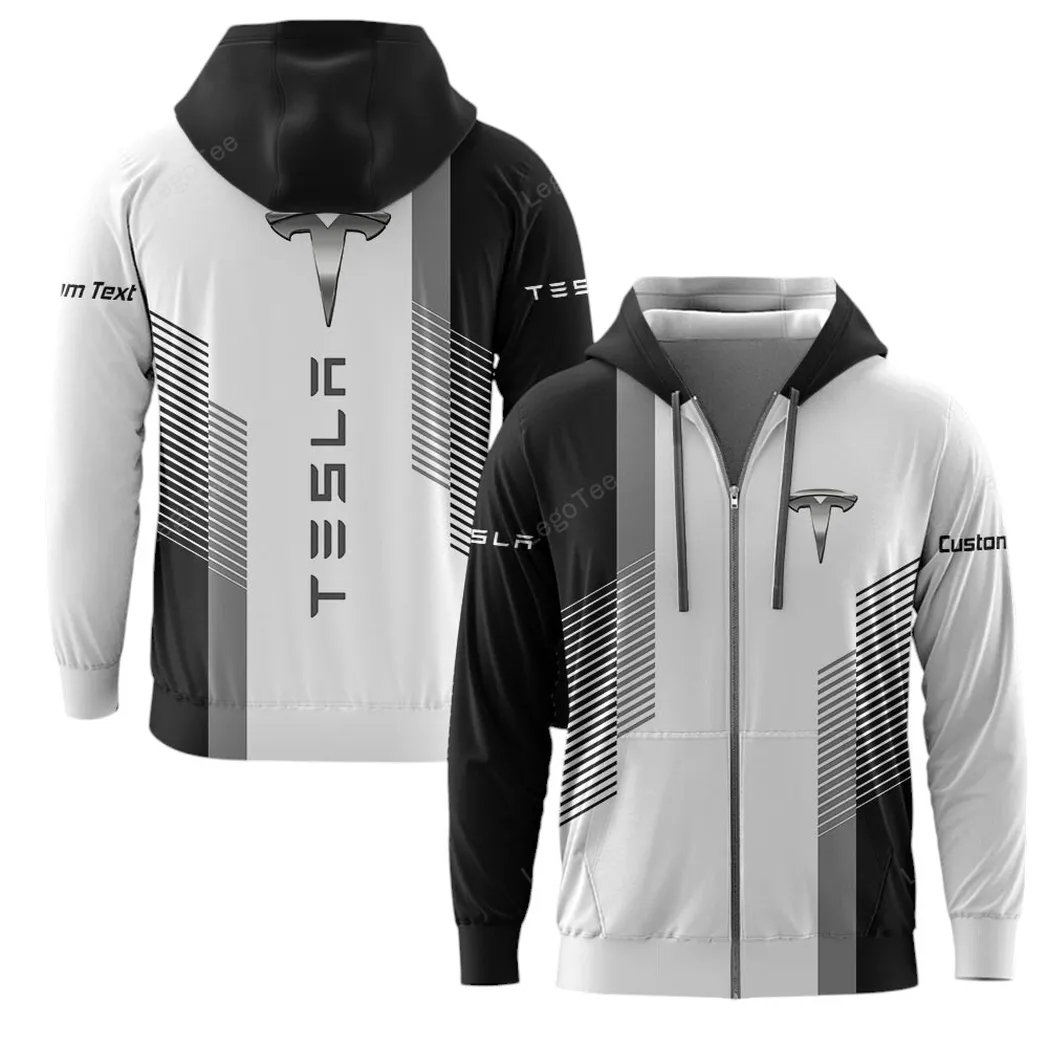 Tesla Hoodie mit reißverschluss, Allover-Druck Hoodie Tesla Fan CAR10703122573