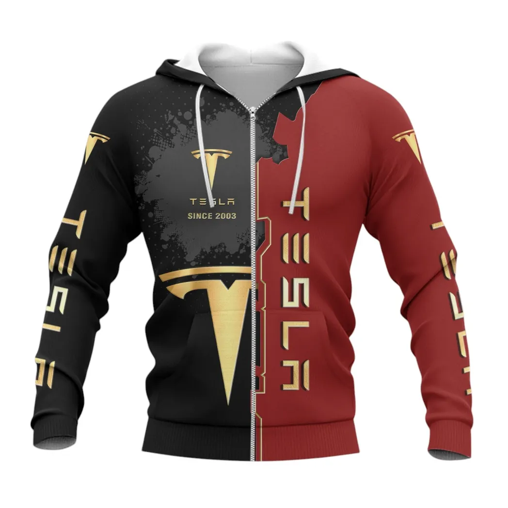 Tesla Hoodie mit reißverschluss, Allover-Druck Hoodie Tesla Fan CAR44021725086-3