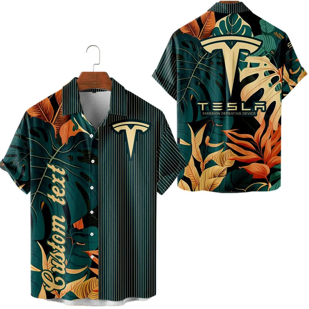 tesla motors vintage hawaiihemd personalisierter sommerstil car434041725325 5t0gq
