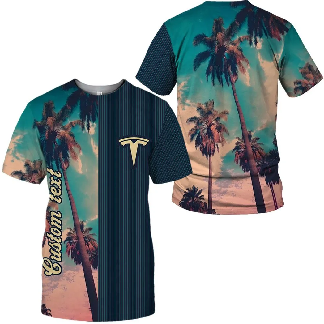 Tesla Motors Vintage T-Shirt mit Palmen, Personalisiert Hemd CAR431041625410