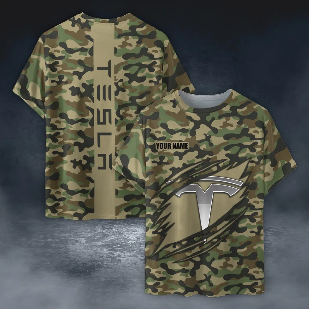 tesla t shirt im camouflage stil oversized hemd car210040825736 qtivi
