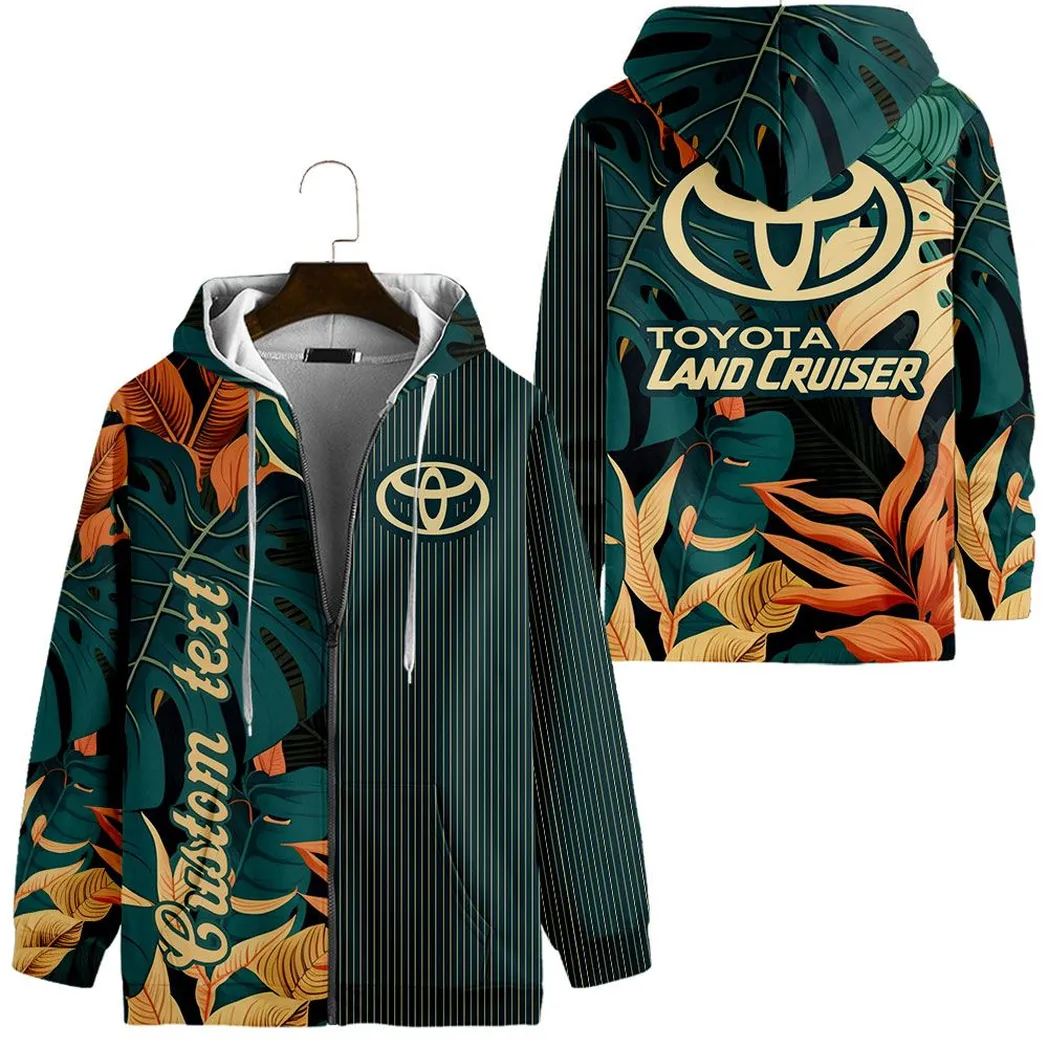 Toyota Land Cruiser Vintage Hoodie mit reißverschluss, All-over-print Hoodie CAR434041725328
