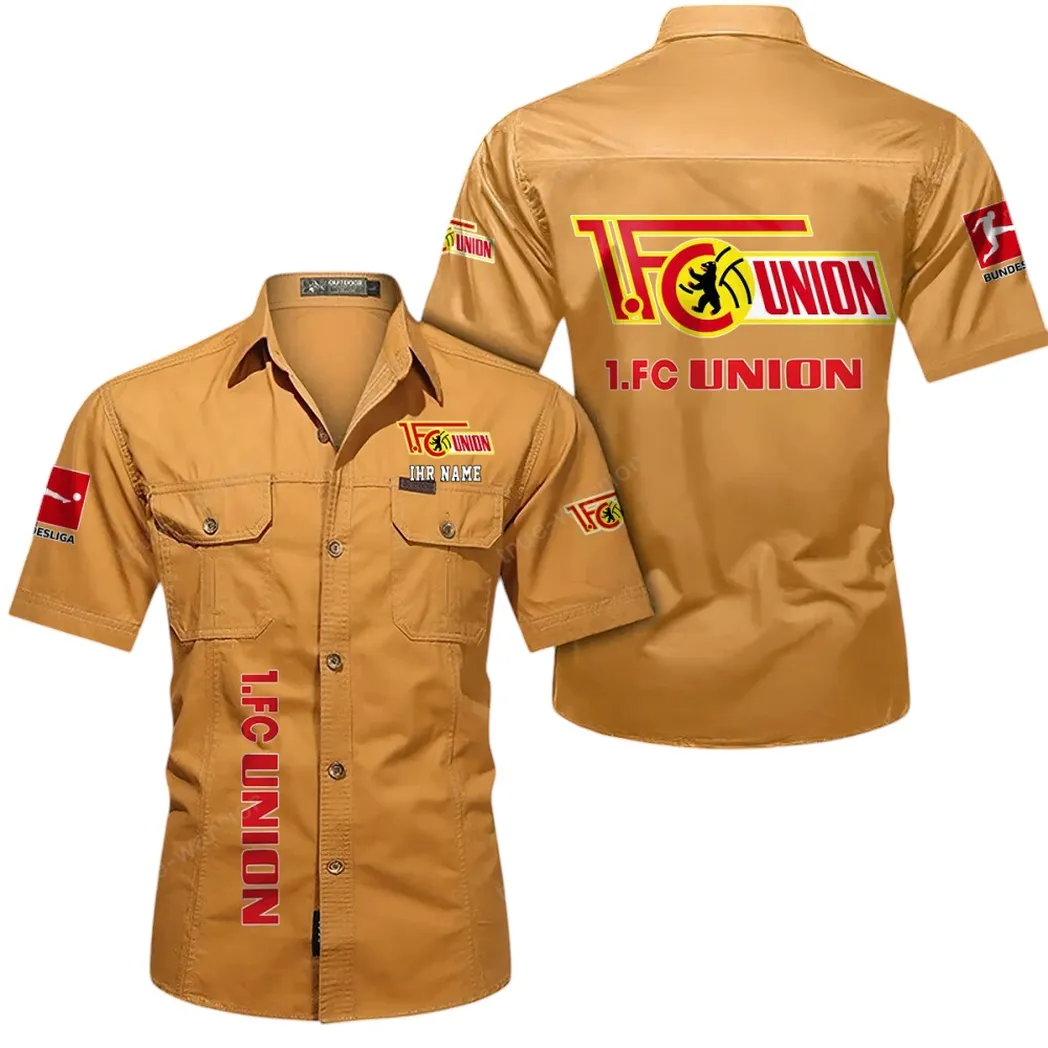 Union Berlin Hemd mit kurzen Ärmeln, All-Over-Print Kurzarmhemd BDE11052625266 - Gelb-Orange