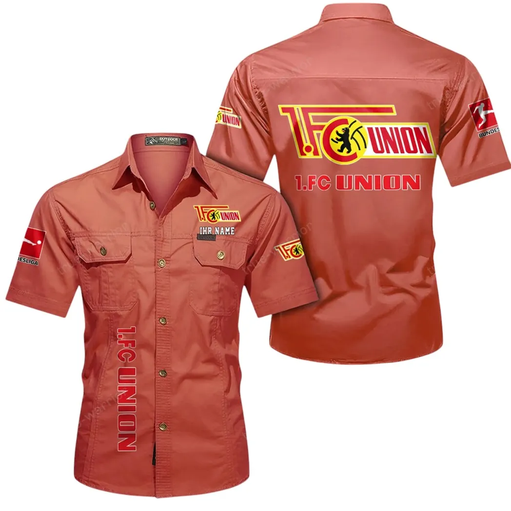 Union Berlin Hemd mit kurzen Ärmeln, All-Over-Print Kurzarmhemd BDE11052625266 - Rot