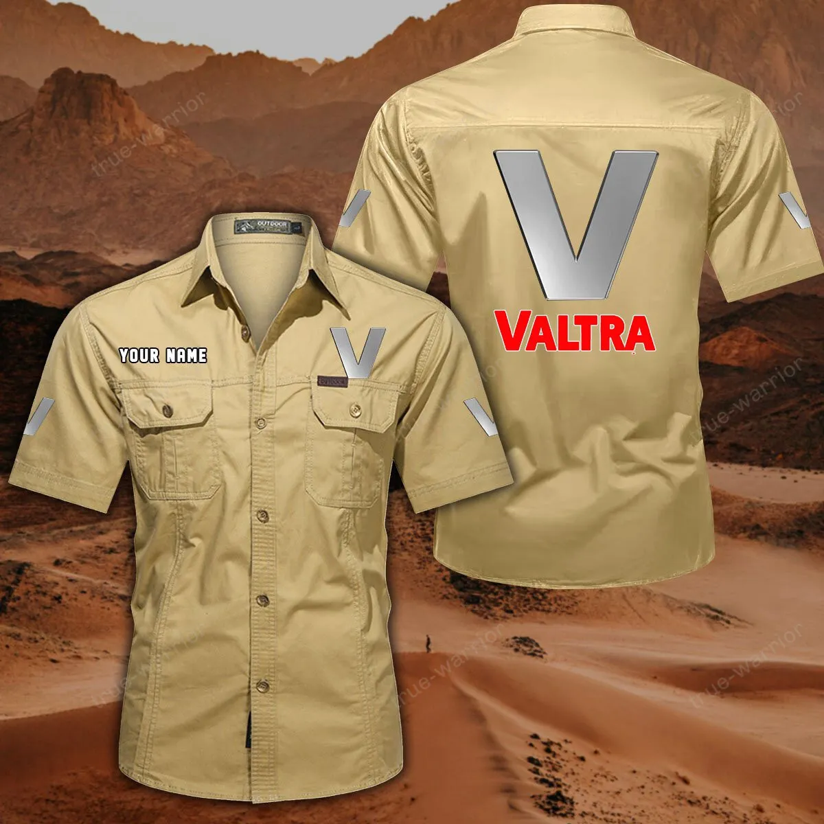 Valtra Hemd mit kurzen Ärmeln, All-Over-Print Kurzarmhemd CAR444052625951 - Khaki