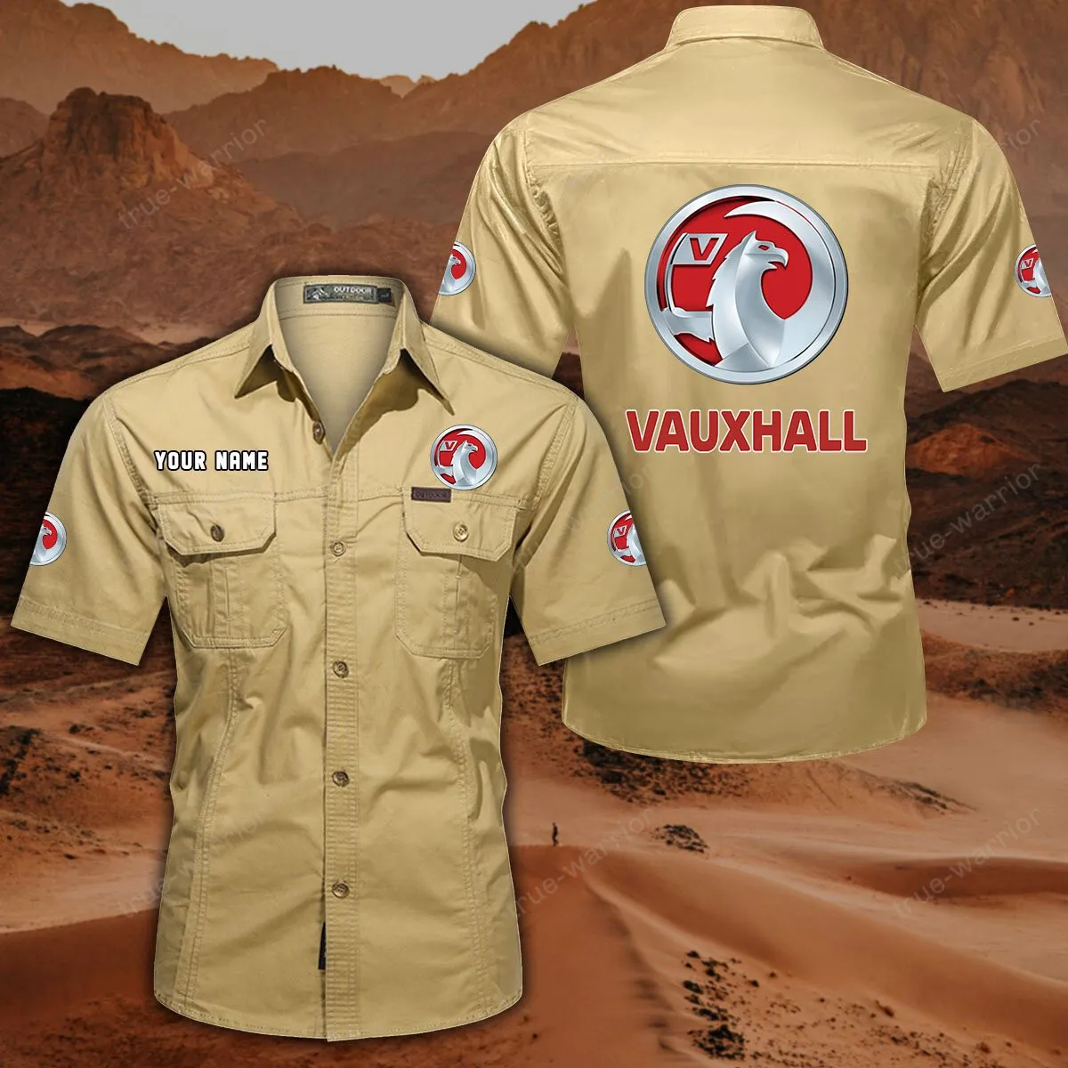 Vauxhall Hemd mit kurzen Ärmeln, All-Over-Print Kurzarmhemd CAR444052625930 - Khaki