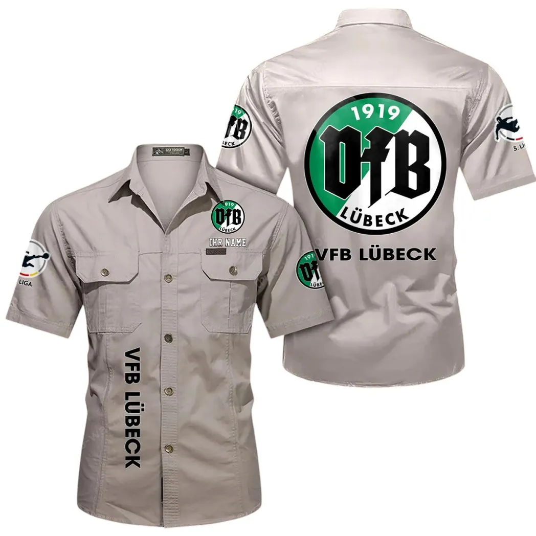 VfB Lübeck Hemd mit kurzen Ärmeln, All-Over-Print Kurzarmhemd BDE11052625262 - Beige