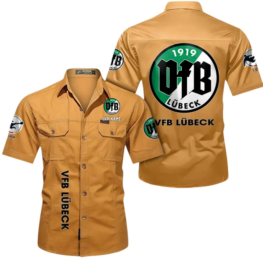 VfB Lübeck Hemd mit kurzen Ärmeln, All-Over-Print Kurzarmhemd BDE11052625262 - Gelb-Orange