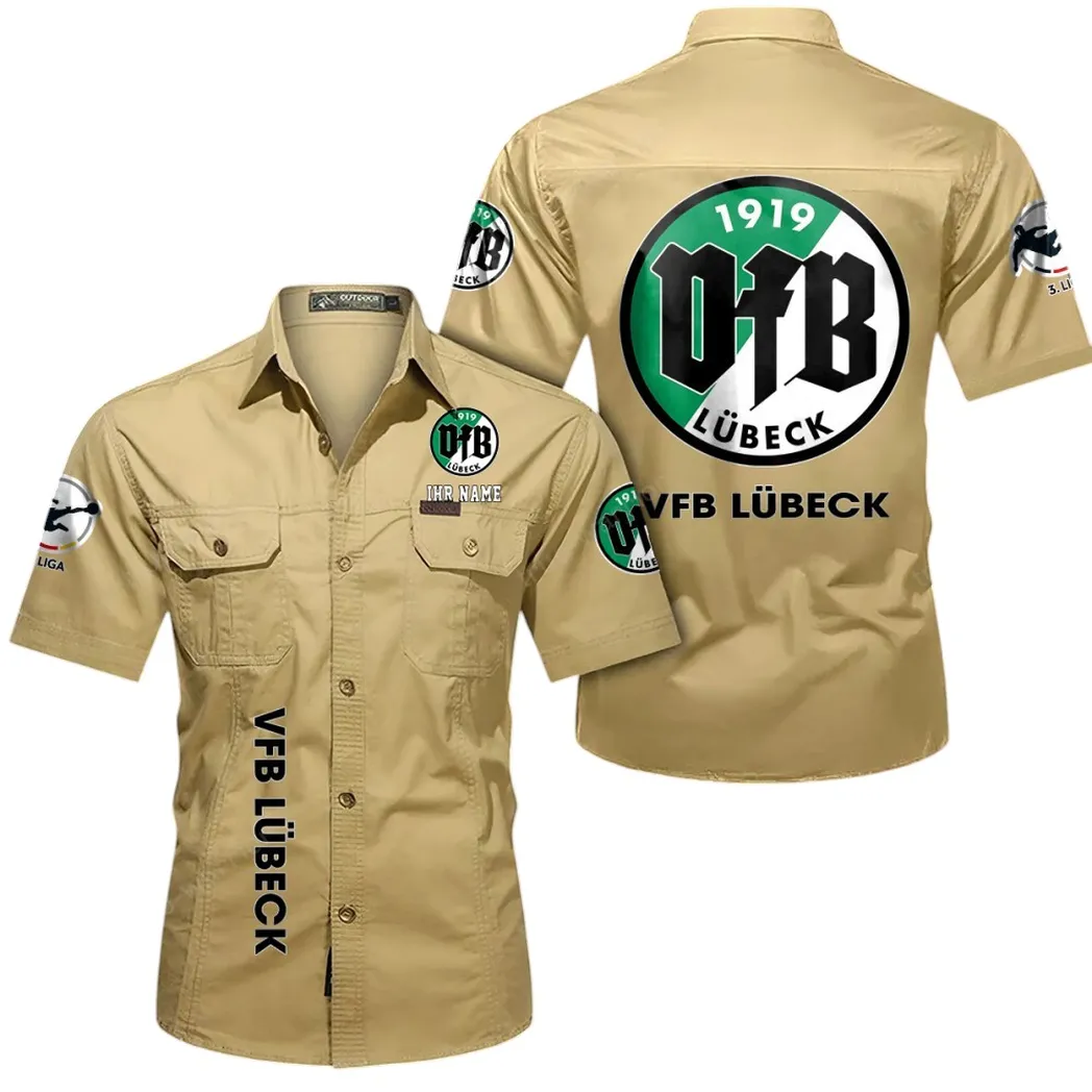 VfB Lübeck Hemd mit kurzen Ärmeln, All-Over-Print Kurzarmhemd BDE11052625262 - Khaki