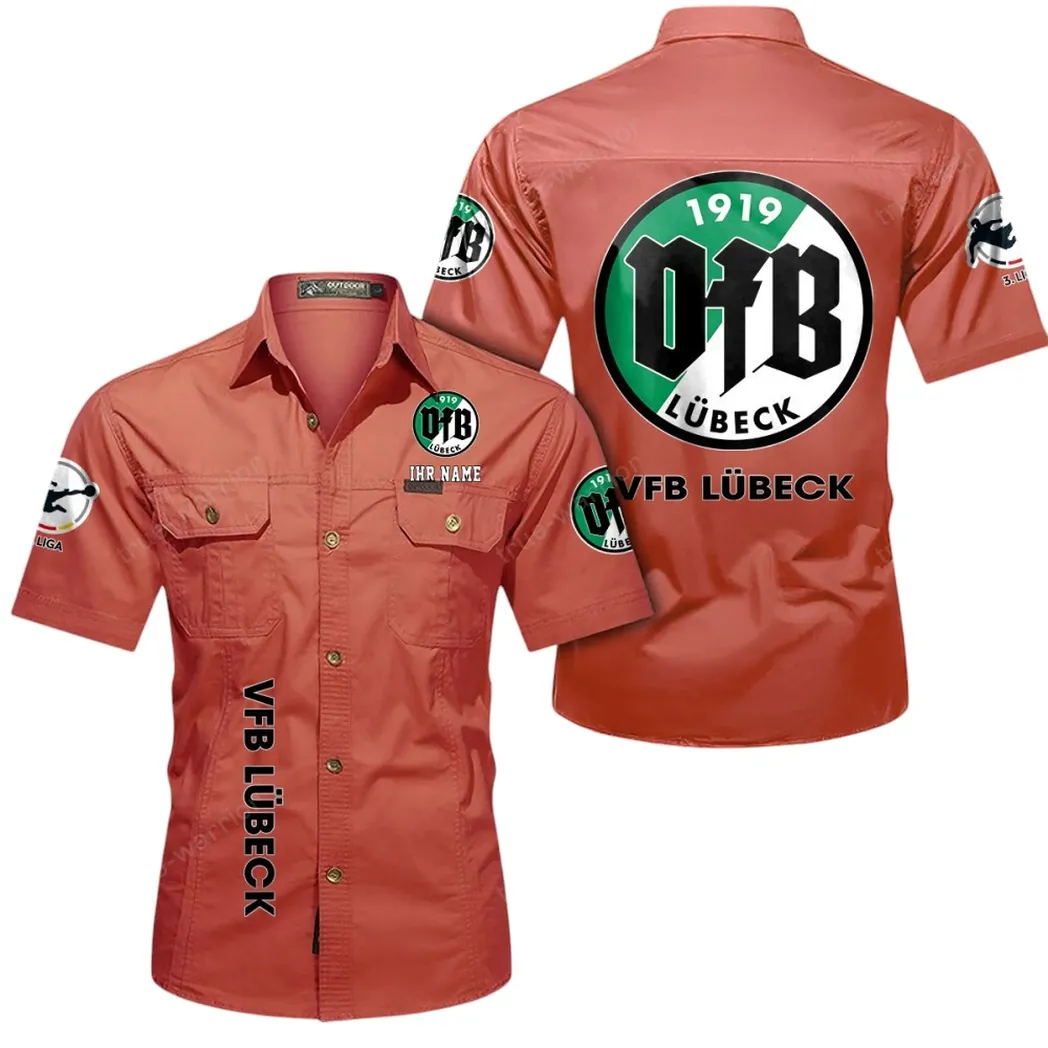 VfB Lübeck Hemd mit kurzen Ärmeln, All-Over-Print Kurzarmhemd BDE11052625262 - Rot