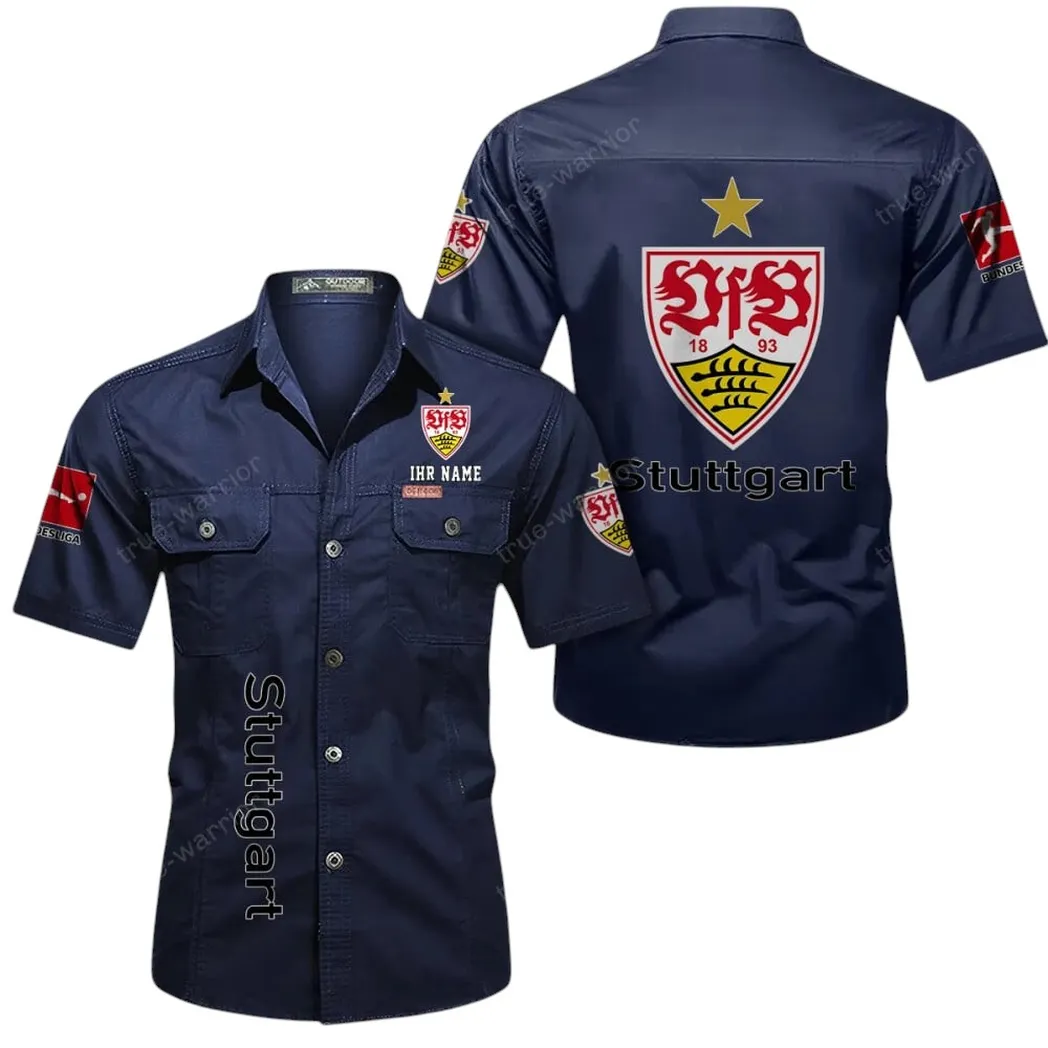 VfB Stuttgart Hemd mit kurzen Ärmeln, All-Over-Print Kurzarmhemd BDE11052625256 - Dunkelblau