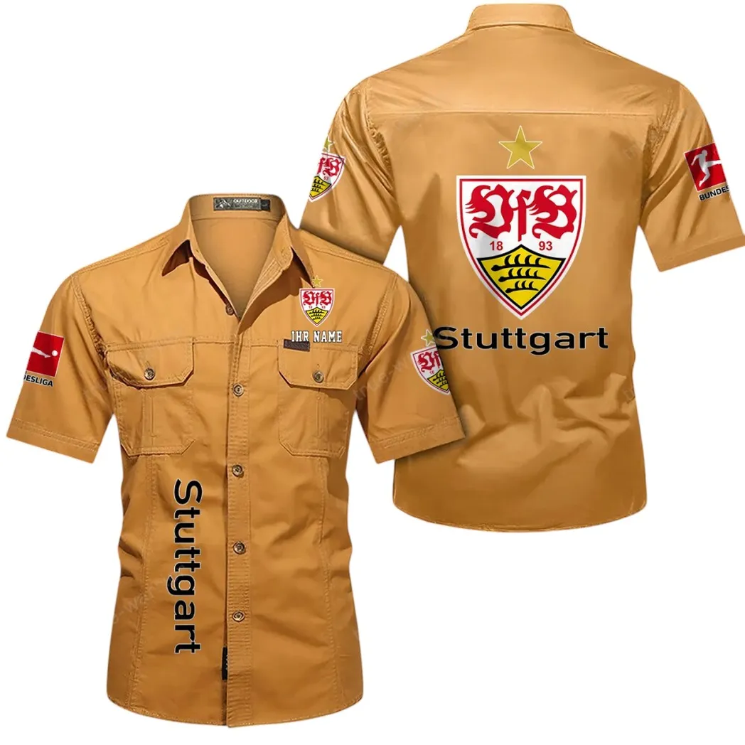 VfB Stuttgart Hemd mit kurzen Ärmeln, All-Over-Print Kurzarmhemd BDE11052625256 - Gelb-Orange