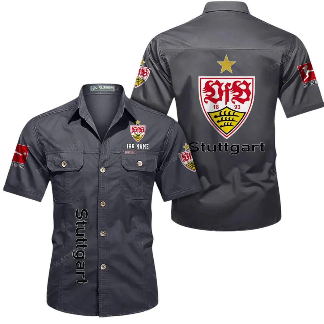 VfB Stuttgart Hemd mit kurzen Ärmeln, All-Over-Print Kurzarmhemd BDE11052625256 - Grau