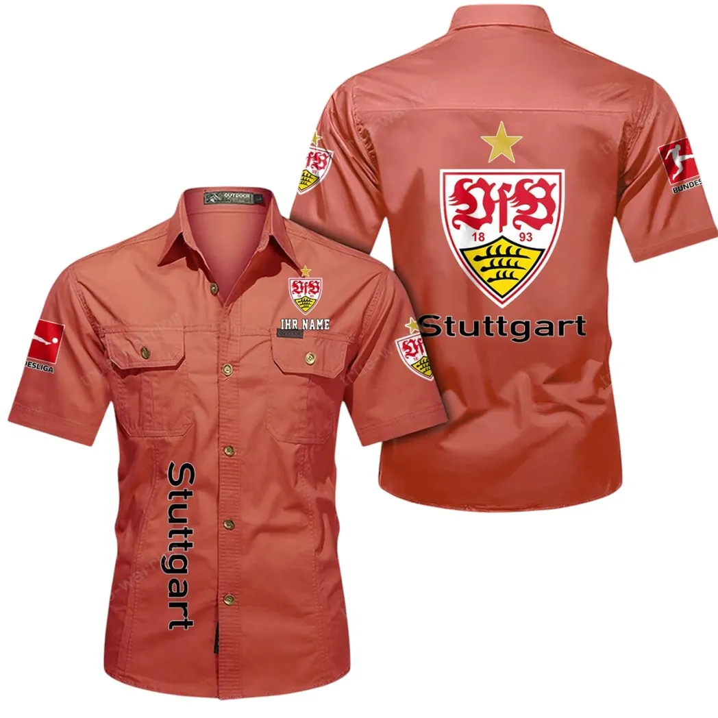 VfB Stuttgart Hemd mit kurzen Ärmeln, All-Over-Print Kurzarmhemd BDE11052625256 - Rot