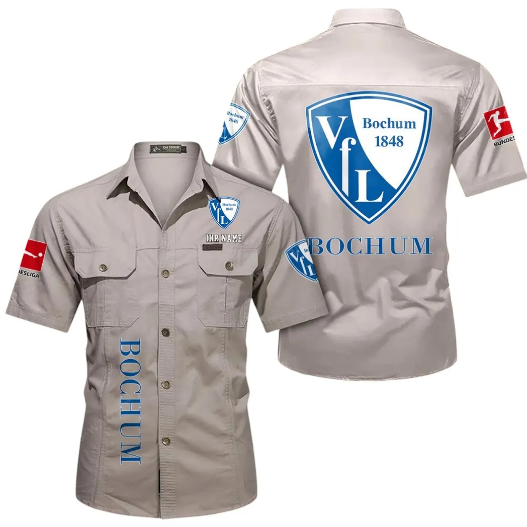 VfL Bochum Hemd mit kurzen Ärmeln, All-Over-Print Kurzarmhemd BDE11052625267 - Beige