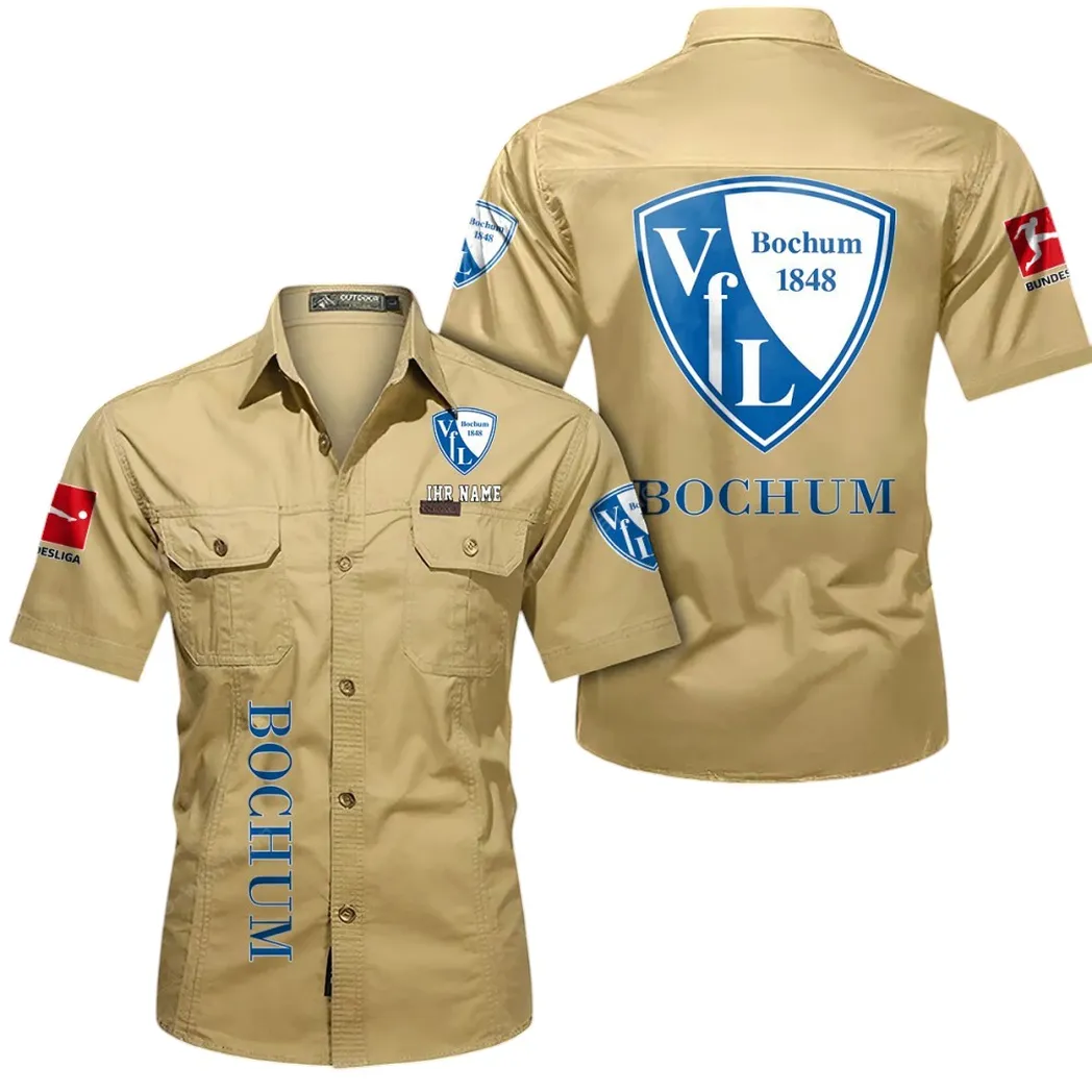 VfL Bochum Hemd mit kurzen Ärmeln, All-Over-Print Kurzarmhemd BDE11052625267 - Khaki