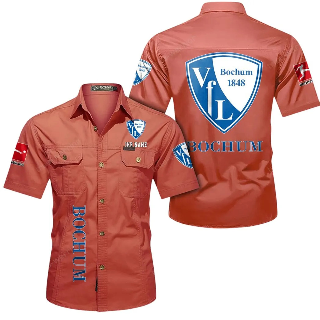 VfL Bochum Hemd mit kurzen Ärmeln, All-Over-Print Kurzarmhemd BDE11052625267 - Rot