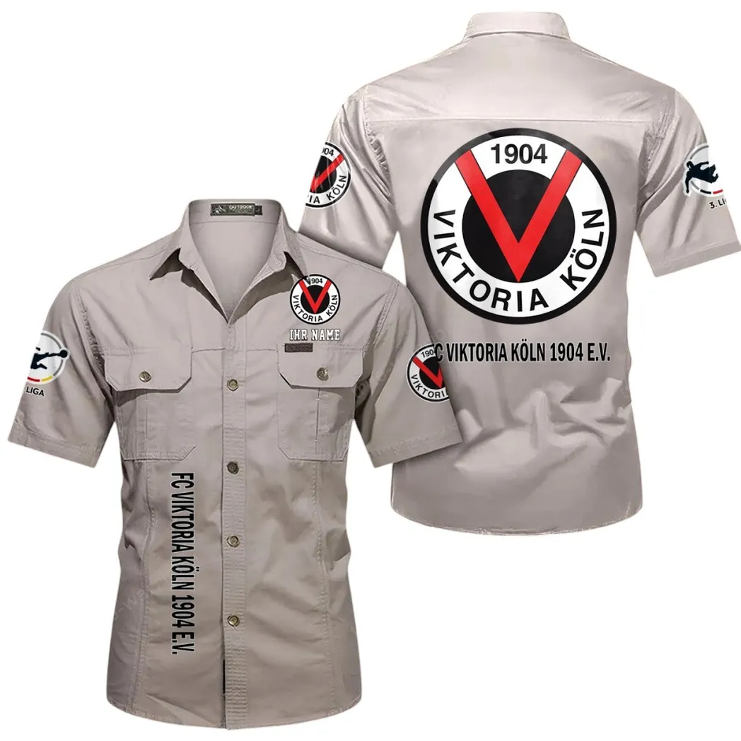 Viktoria Köln Hemd mit kurzen Ärmeln, All-Over-Print Kurzarmhemd BDE11052625268 - Beige