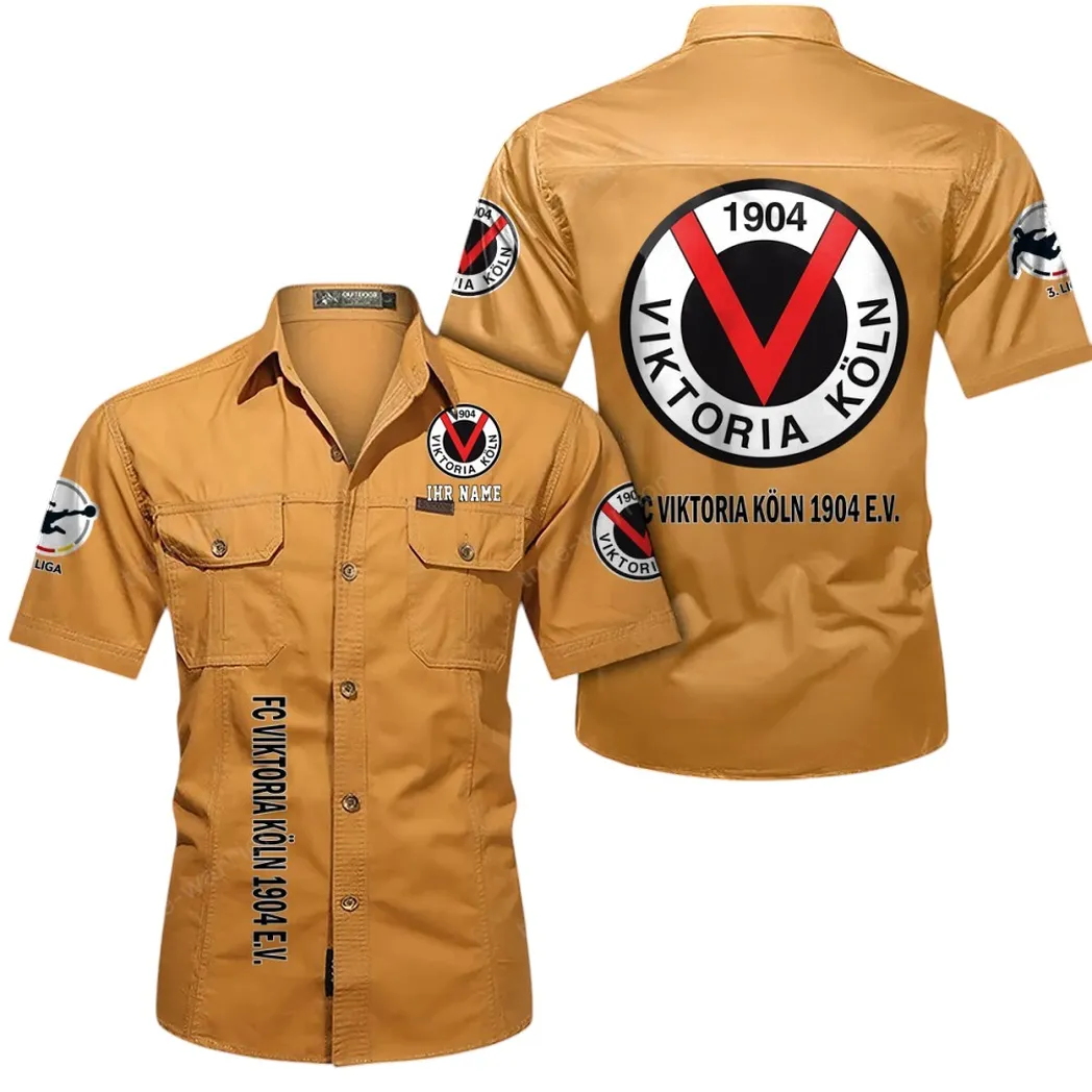 Viktoria Köln Hemd mit kurzen Ärmeln, All-Over-Print Kurzarmhemd BDE11052625268 - Gelb-Orange