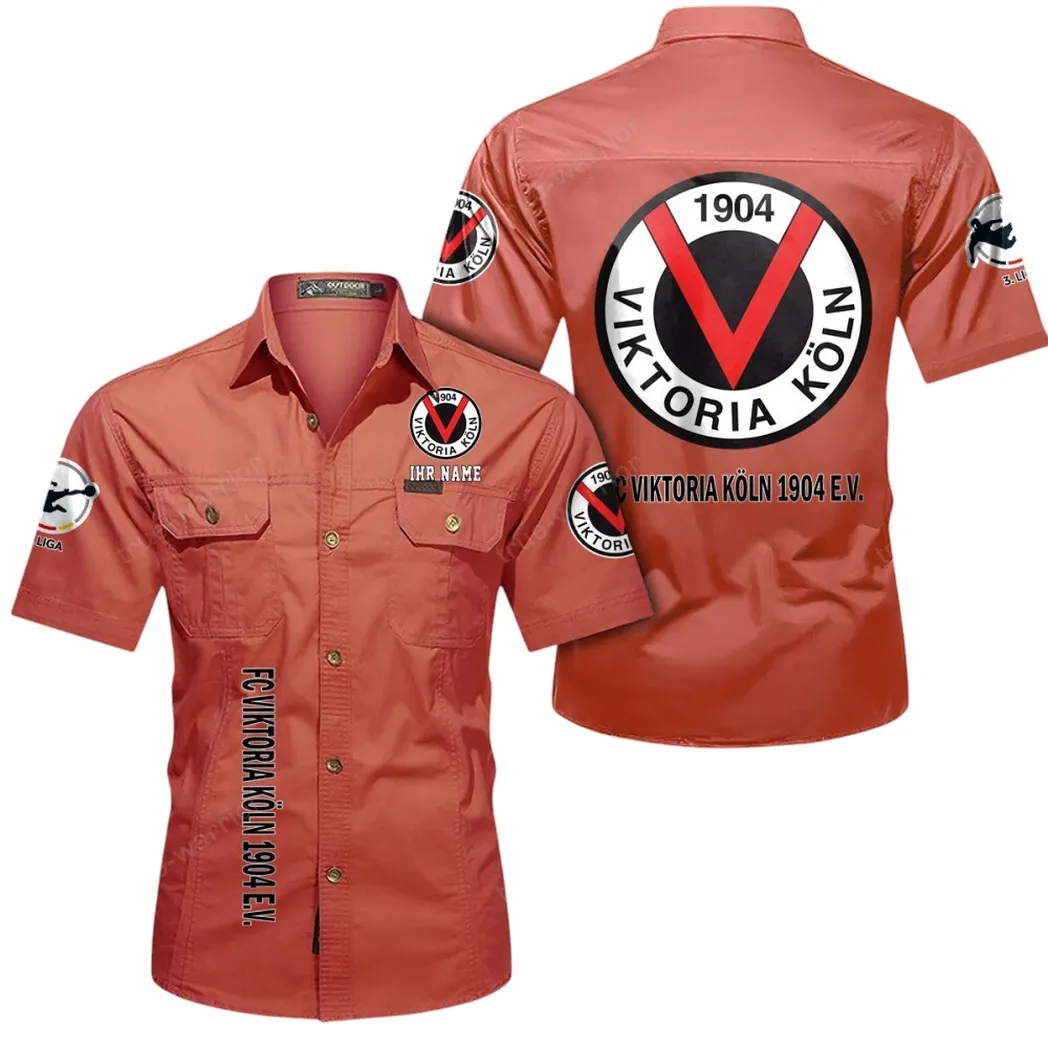 Viktoria Köln Hemd mit kurzen Ärmeln, All-Over-Print Kurzarmhemd BDE11052625268 - Rot