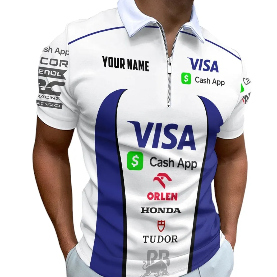 Visa Cash App RB Poloshirt mit Reißverschluss, All Over Print Shirt Visa Cash App RB CAR41204112507