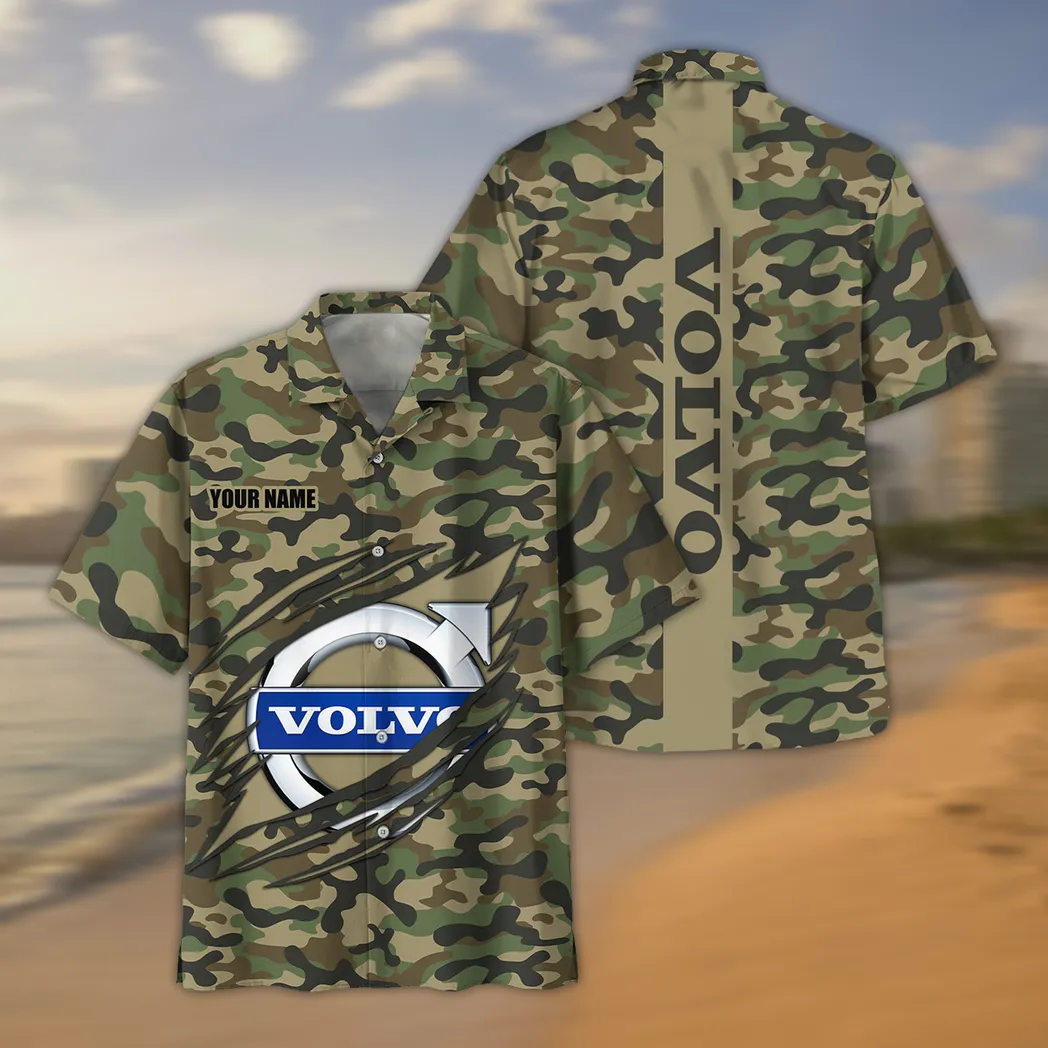 Volvo Hawaiihemd im Camouflage-Stil, Oversized CAR210040825740