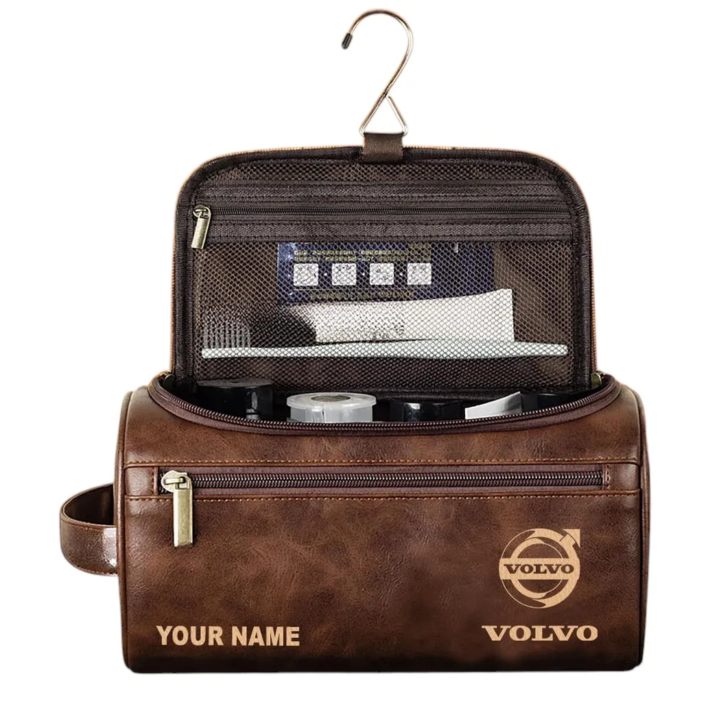 volvo ledertasche personalisierte kulturtasche dunkelbraun car44005072561 y0dkf