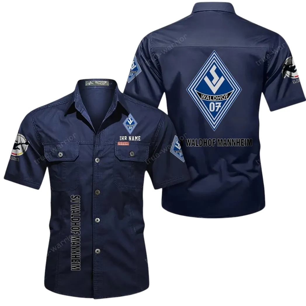 Waldhof Mannheim Hemd mit kurzen Ärmeln, All-Over-Print Kurzarmhemd BDE11052625255 - Dunkelblau