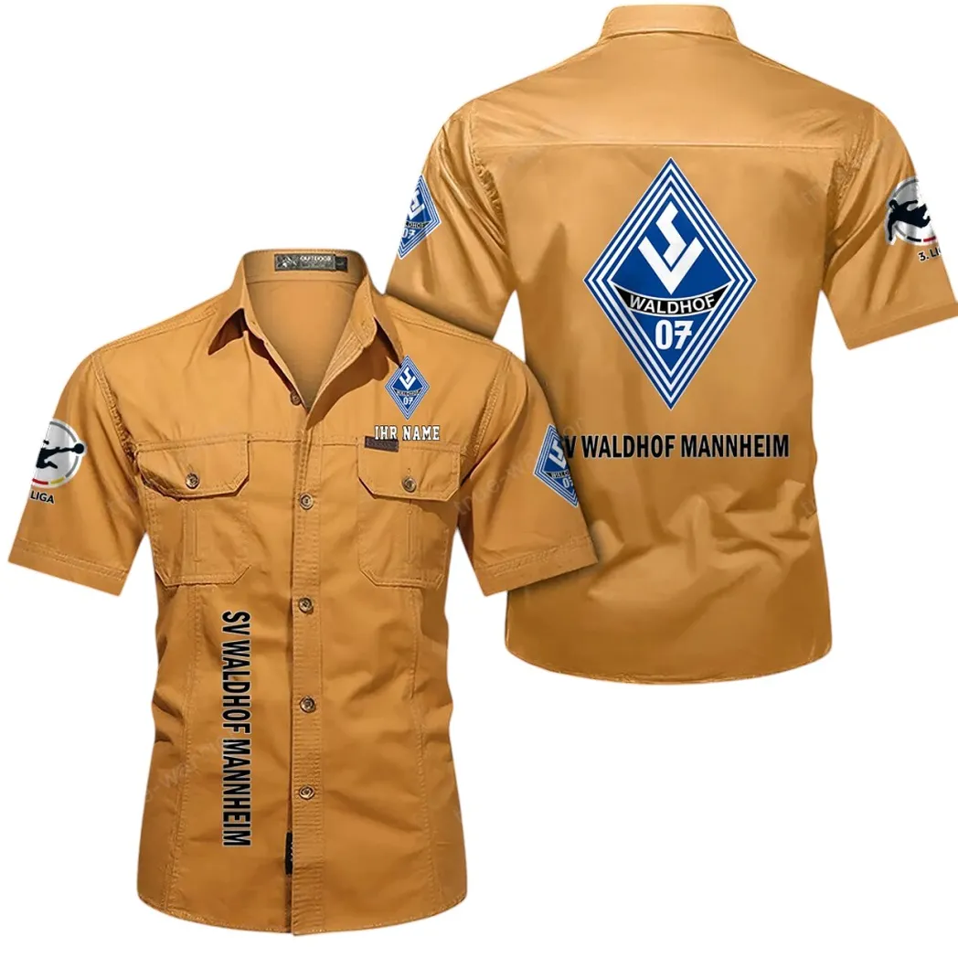 Waldhof Mannheim Hemd mit kurzen Ärmeln, All-Over-Print Kurzarmhemd BDE11052625255 - Gelb-Orange