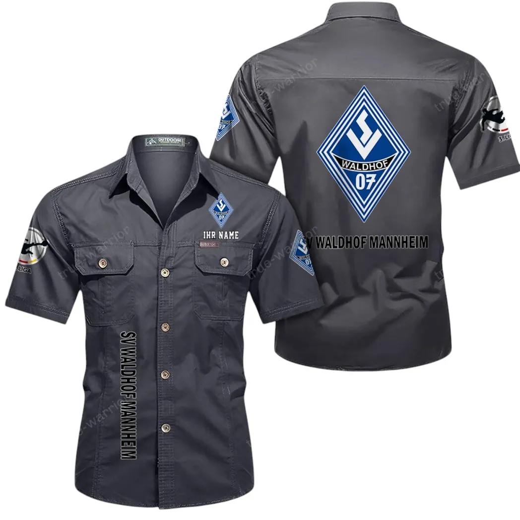 Waldhof Mannheim Hemd mit kurzen Ärmeln, All-Over-Print Kurzarmhemd BDE11052625255 - Grau