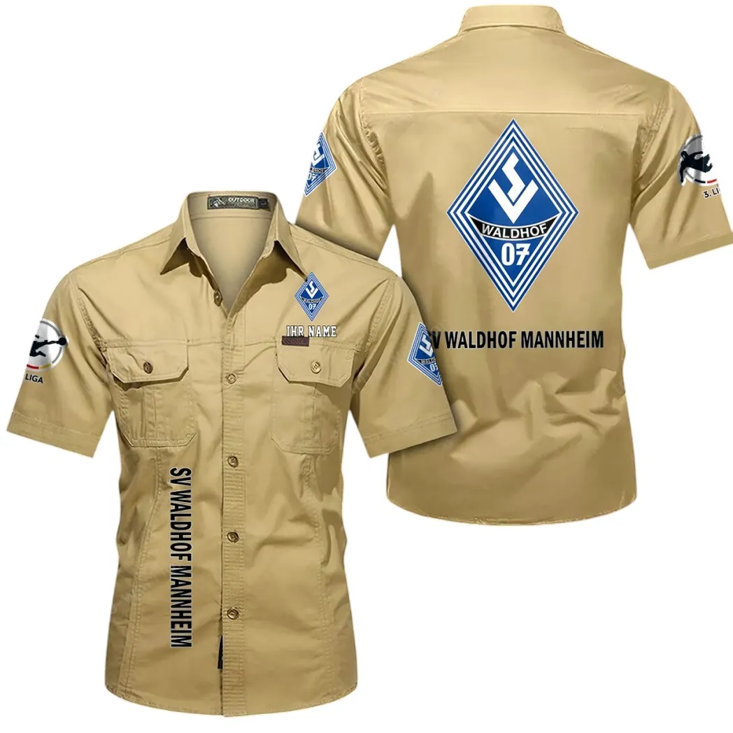 Waldhof Mannheim Hemd mit kurzen Ärmeln, All-Over-Print Kurzarmhemd BDE11052625255 - Khaki