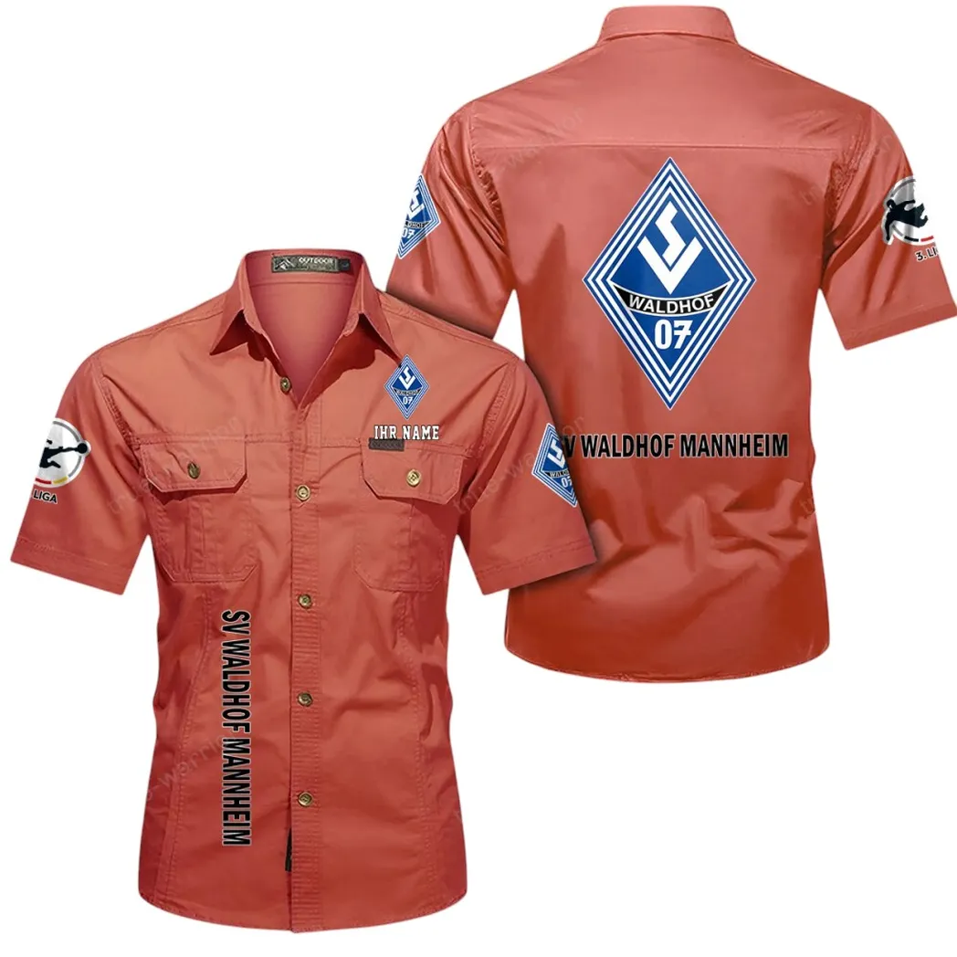Waldhof Mannheim Hemd mit kurzen Ärmeln, All-Over-Print Kurzarmhemd BDE11052625255 - Rot