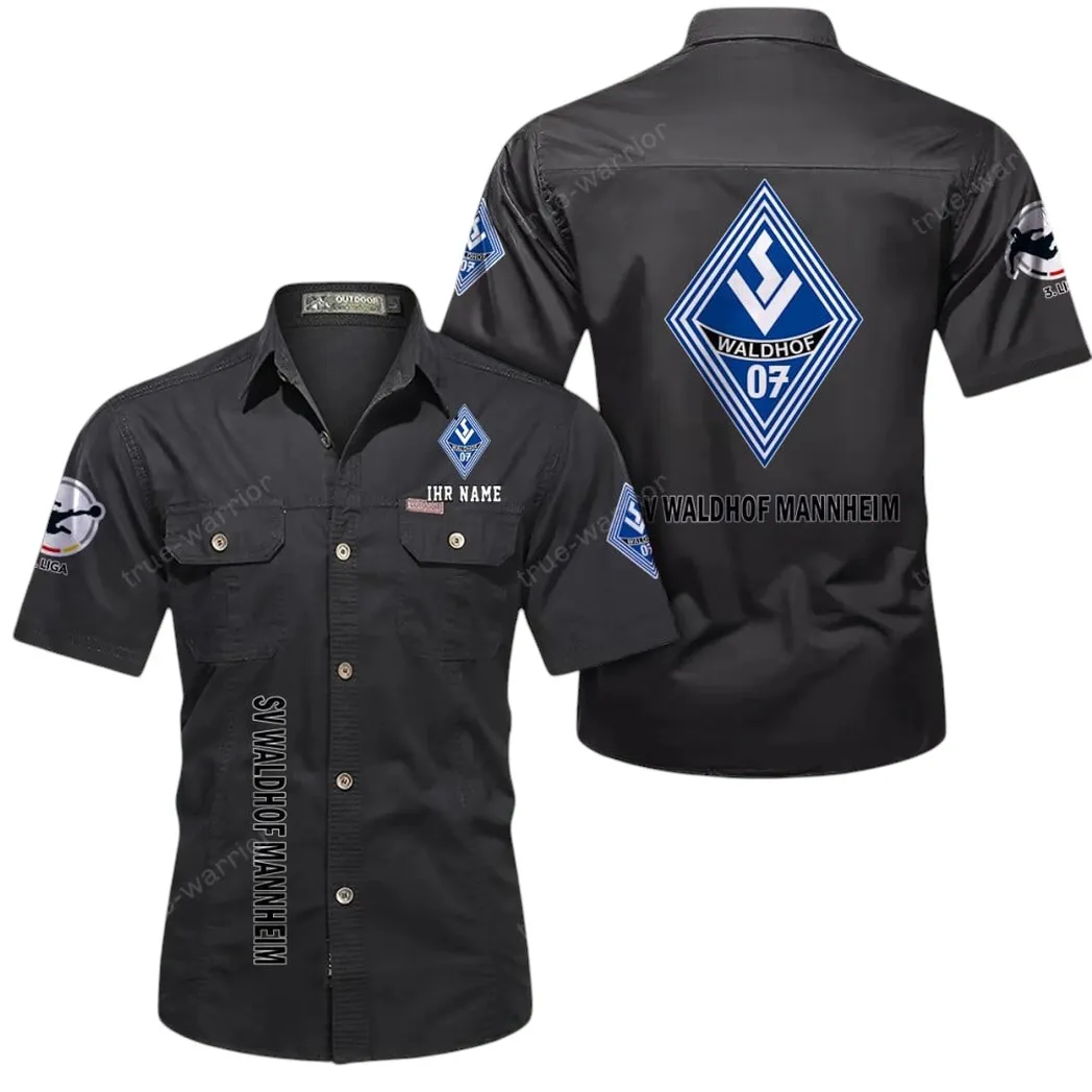 Waldhof Mannheim Hemd mit kurzen Ärmeln, All-Over-Print Kurzarmhemd BDE11052625255 - Schwarz